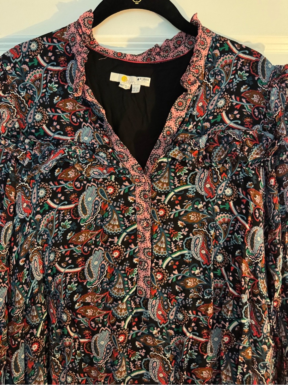 Boden Tie Belt Blue and Pink Paisley Maxi Dress size 6 - Picture 6 of 11